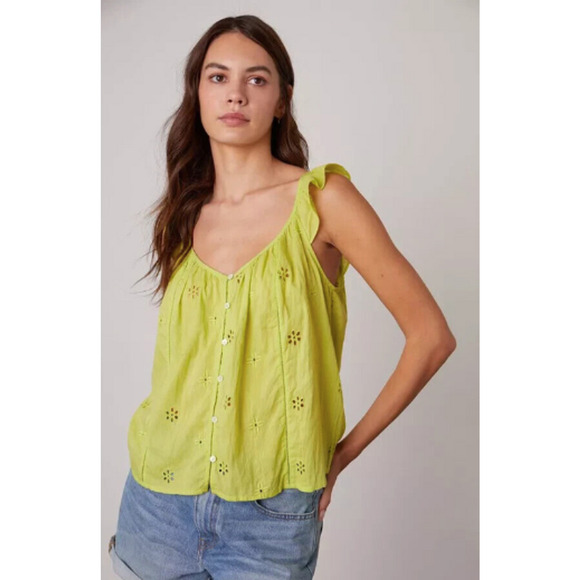 Velvet by Graham & Spencer Tops - VELVET by GRAHAM & SPENCER NWT Coco Cotton Eyelet Ruffle Tank Blouse Top // L